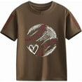 thumbnail image 3 of LIIPEE Boys Girls T-Shirts Summer Casual Short Sleeve Baseball Graphic Printed Round Neck Tshirt Kids Classic Beach Tee Shirts,Brown,6-7 Years, 3 of 3