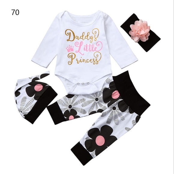 Qarigey 4 Uds. Ropa para bebé recién nacido, mono, mono, pantalones, diadema, sombrero, conjunto de 0 a 6 meses Prendas para la parte del cuerpo Blanco 70cm