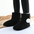 thumbnail image 2 of LORDFON Women's Chenille knitted House Slippers with Cute Pom Poms,Cozy Winter Warm Plush Lining Womens Boot Slippers Memory Foam Indoor Shoes, 2 of 7