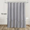 thumbnail image 5 of Boho Farmhouse Shower Curtain with Ruffle Hem, Linen Textured White Shower Curtains for Bathroom Vintage Rustic Fabric, Blue Stripe 72" W x 72" L, 5 of 6