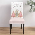 thumbnail image 4 of Chair Covers for Dining Room Set of 6,Merry Christmas Tree on Retro Linen Stretch Seat Protector Removable Washable Chairs Slipcovers for Kitchen Banquet Wedding Hotel,Beige Pink, 4 of 6