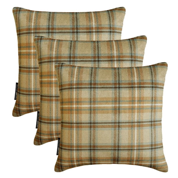 Checkered Winter Plaid Throw Pillow covers Beige 20"x20" (50x50 cm) Velvet Checkered, Tartan Plaid, Winter Plaid Pillows, Plaid Pillow Case Pillowcase, Plaid Modern Style - Plaidscape Beige