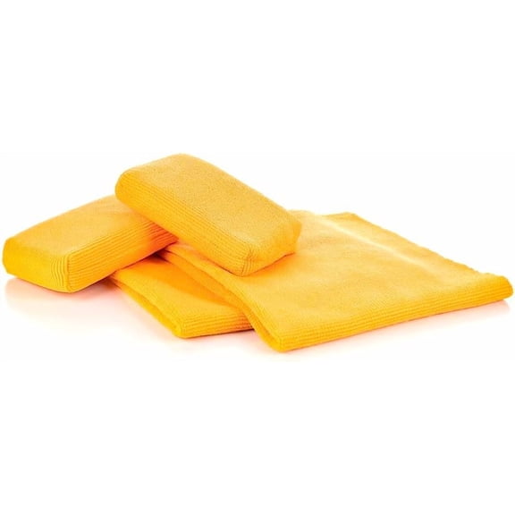 The Rag Company – Off Road – The Tabletop Pack – 2 Applicator Sponges and 2 Towels, Pearl Weave Orange, 4-Pack