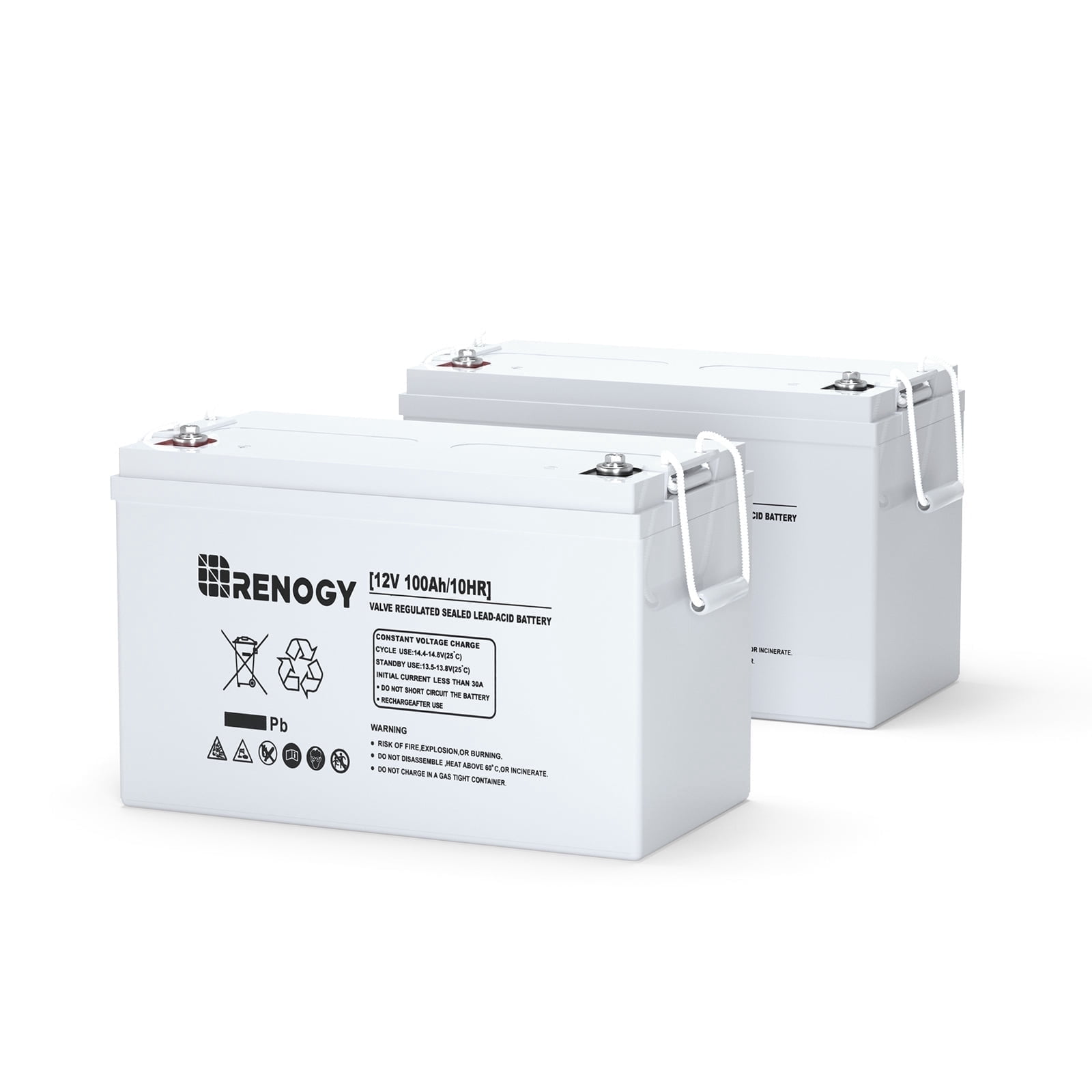 Renogy 2Pack Deep Cycle AGM Automotive Battery, 12 Volt 100Ah, 1100A Max Discharge Current, 3% Self-Discharge Rate, Maintenance-Free
