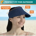thumbnail image 2 of SUN CUBE Women Sun Visor Hat, Straw Beach Hat Wide Brim Visor UV Protection, Foldable Packable Cap, Roll Up Ponytail Large Sunhat, Summer Travel Golf Visor Pool Garden Fishing, UPF 50+, Navy Blue, 2 of 8