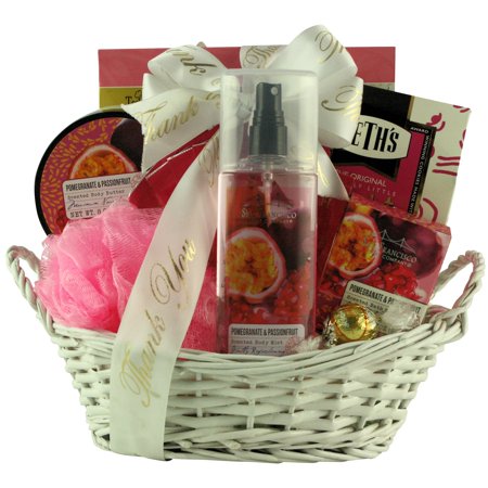- Pomegranate & Passionfruit Spa Retreat: Bath & Body Thank You Gift Basket