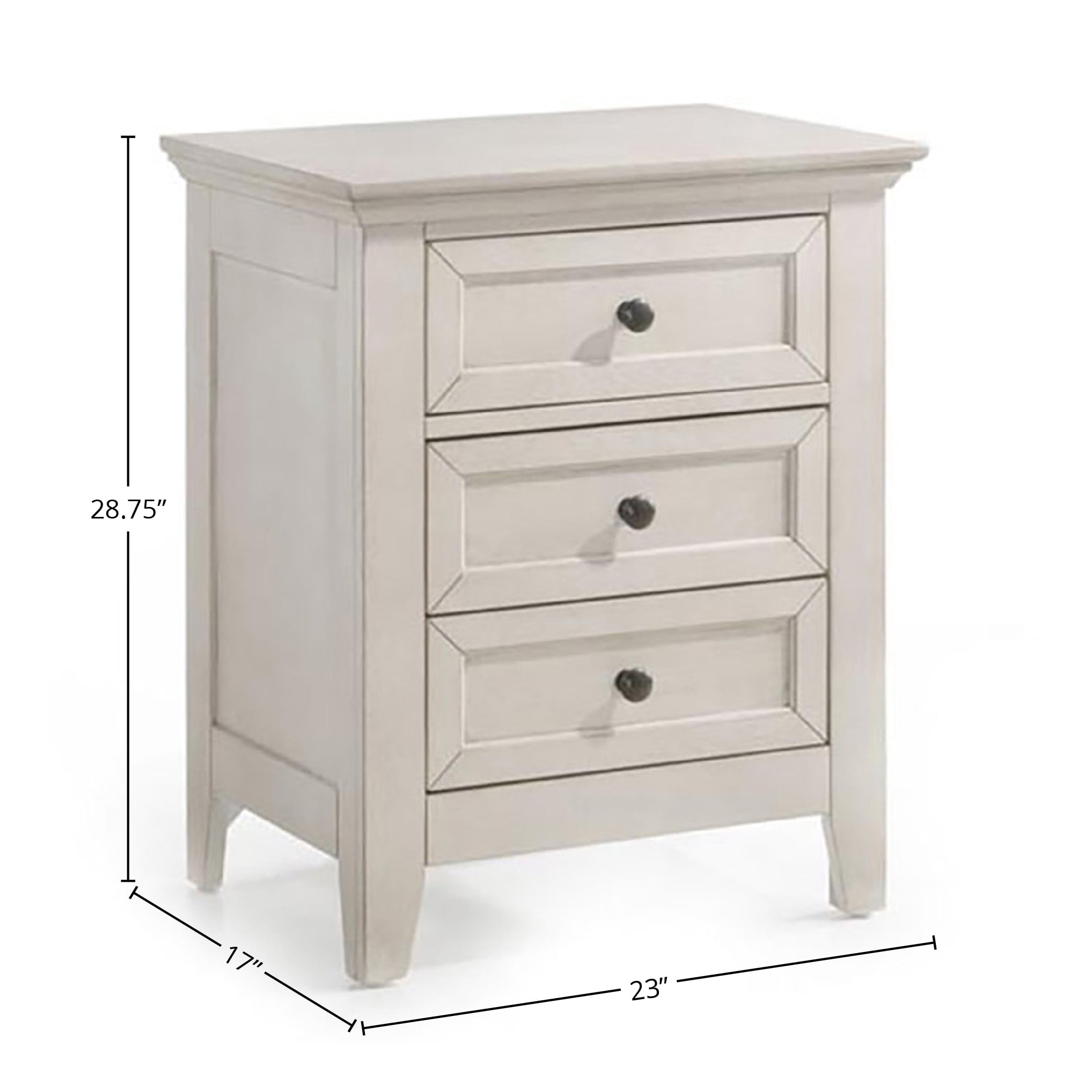 Intercon Nightstand, 3 Drawer in Rustic White