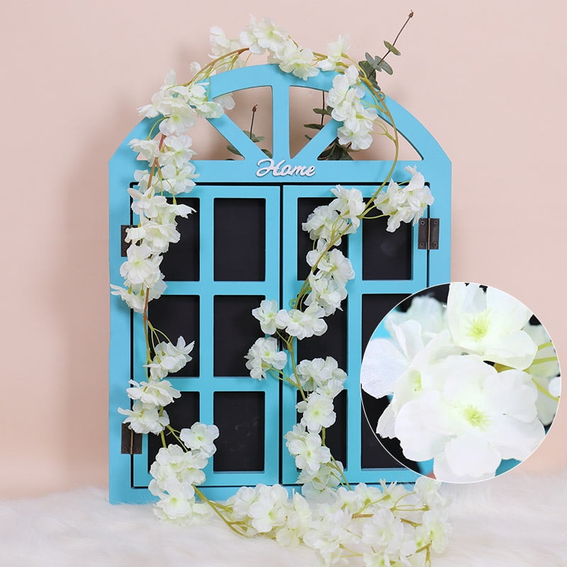 Feildoo 135 Flowers Head Silk Artificial Cherry Blossom Rose Vine Wall