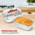 thumbnail image 3 of Stock Your Home Disposable Aluminum Mini Loaf Pans with Lids, 1 lb (50 Pack) Plastic Dome Lid Foil Baking Tins, Tin Pans for Cake, Bread, Holiday Baked Goods Packaging, 3 of 7