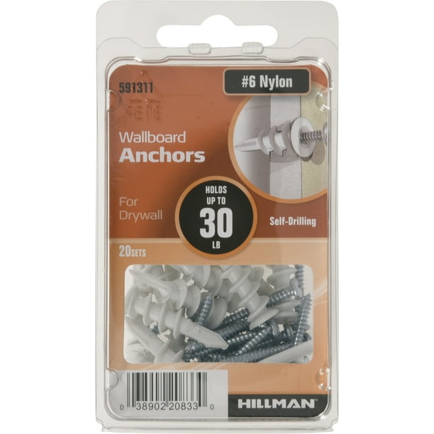 Hillman Wallboard Anchors with Screws (6) 20 Sets