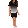 thumbnail image 4 of Summer 2pcs Outfits for Women Short Sleeve T-Shirts Bodycon Pants Shorts Set Gradient Color Tracksuit Sportwear, 4 of 9