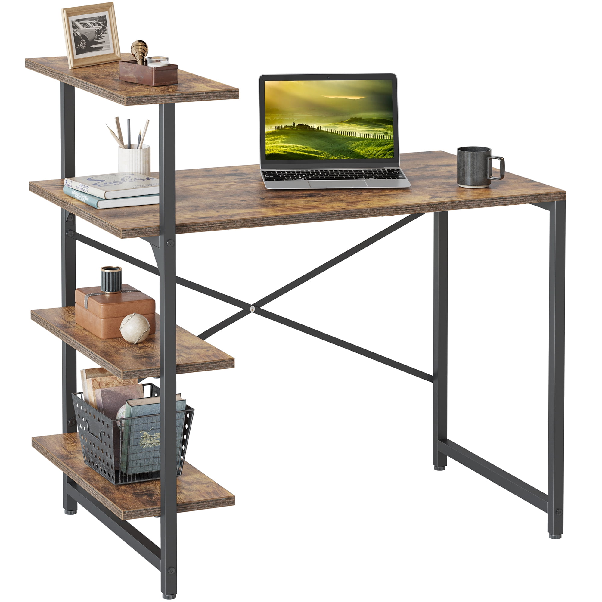 Buy CubiCubi Small Computer Desk with Shelves 40 Inch, Home Office Desk, Study Writing Office