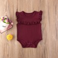 thumbnail image 2 of Douhoow Baby Girls Summer Sleeveless Romper Infant Solid Color Round Collar Ruffle Jumpsuit, 2 of 8