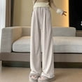 thumbnail image 2 of HVOBTTY Pants for Women, Wide Leg Pants Woman, Ladies' Drooping Soft and Loose Knit Sports Loose Pocket Drawstring Wide Leg Pants Beige,XXL, 2 of 5