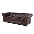 thumbnail image 3 of Home Square 2 Piece Set with Leather Chesterfield Accent Chair and Sofa in Brown, 3 of 15