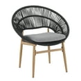 thumbnail image 5 of Olurrisa Outdoor Wicker Papasan Style Dining Chair, Teak Finished Leg and Dark Gray Faux Rattan, Gray Cushion, Set of 2, 5 of 8