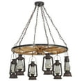 thumbnail image 5 of Meyda Tiffany 151906 Miners Lantern 6 Light 40" Wide Lantern Chandelier - Rust / Natural, 5 of 6