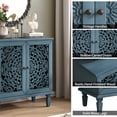 thumbnail image 6 of GZXS Antique Style Accent Cabinet, 2-Door Sideboard with Carved Floral Design, Solid Wood Legs, 31.5"L x 15.75"W x 31.5"H, Perfect as TV Stand, Console Table & Display Storage, Antique Blue, 6 of 8