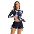 thumbnail image 4 of SWSMCLT Women's Rash Guard Long Sleeve Bathing Suit Padded Swimming Short SpandexModest 2 Piece Beach Boyleg Swimsuit 45Dark Blue XX-Large, 4 of 4