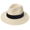 thumbnail image 1 of DRESHOW Sombrero panamá de paja para mujer, sombrero de viaje Fedora para playa, sombrero para el sol, sombrero enrollable de paja de ala ancha UPF 50+, 1 of 1