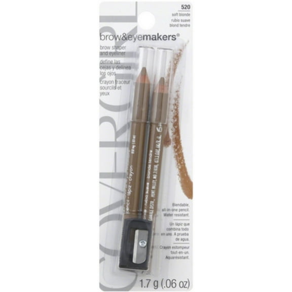 CoverGirl Brow & Eye Makers Brow Shaper & Eyeliner, Soft Blonde 520, .06 oz (Pack of 2)