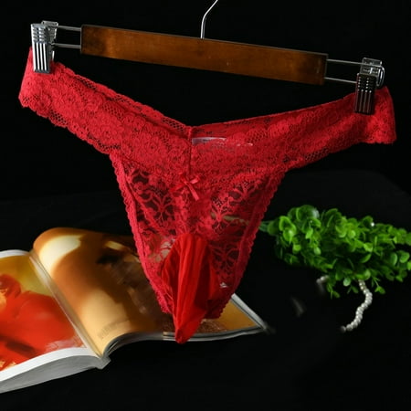 

Men s Sexy Underwear T-Back Lace Lingerie Briefs Low Rise Thong G-String Panties