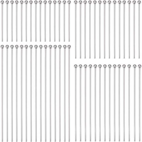 1 Box 400Pcs Ball Head Pins Stainless Steel 4 Size 21/30/40/50mm Jewelry Pins Bendable Headpin for DIY Bracelet Necklace Jewelry Making DIY Craft Head: 2mm