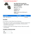 thumbnail image 2 of Rear Wheel Hub Assembly Set - Compatible with 2002 - 2003 Honda Civic Si Hatchback, 2 of 2
