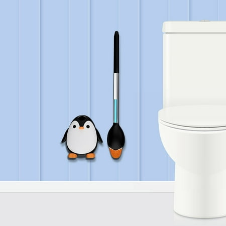 

Qiopertar Cepillo de inodoro Cepillo de inodoro con juego Lindo juego de cepillo de limpieza en forma de pingüino Herramienta de limpieza para inodoros familiares de caravana Fácil almacenamiento de