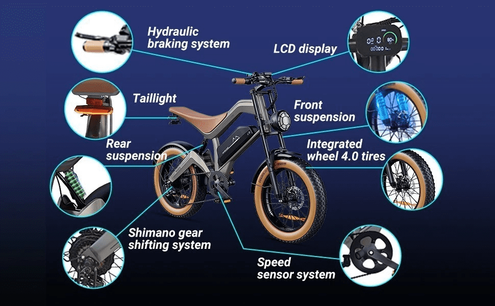 DYU M20 All-Terrain Electric Bike for Adult, 100 Miles Long-Range Mountain Bike, Peak 1500W Motor, 28MPH, 48V 18Ah, UL2849