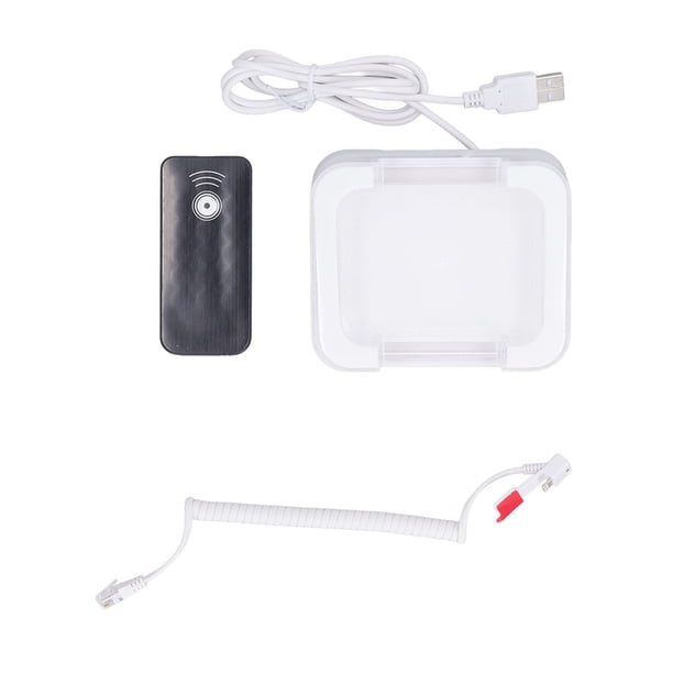 Proteja su teléfono, tableta y computadora portátil con un sistema de seguridad antirrobo de 95-120 dB, compatible con dispositivos iOS Soporte de alarma con control remoto por infrarrojos