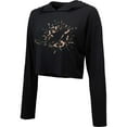 thumbnail image 2 of Women's Majestic Threads Black Miami Dolphins Leopard Cropped Pullover Hoodie, 2 of 3