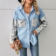 thumbnail image 1 of Women's Fashion Color Lapel Look Slimmer Sleeve Denim Jacket, 1 of 7