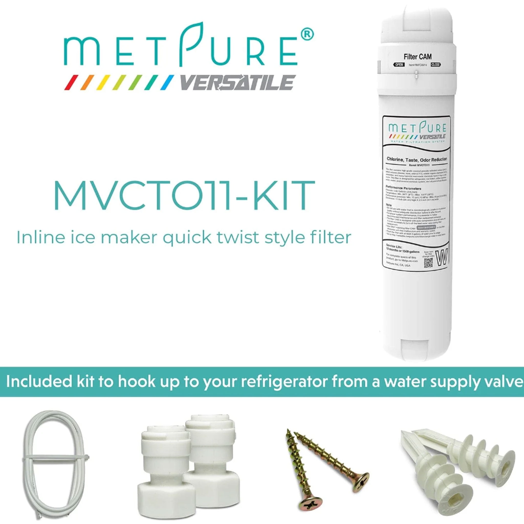 Metpure Versatile Inline MVCTO11KIT Quick Twist Water Filter 1/4" for