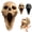 Bone, variant on Gothic Skull Sculpture, 6.5'' Dark Horror Skull Art Display Piece, 3D Printed Eerie Open Mouth Skulls Sculpture Ornament, Gothic Wall Sculptures Candelabra Skulls Art (Bone+Black)
