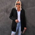 thumbnail image 2 of Suéter de punto tipo cárdigan de invierno para mujer, estilo europeo y americano, con forro polar y capucha interior cálida para mujer, 2 of 6