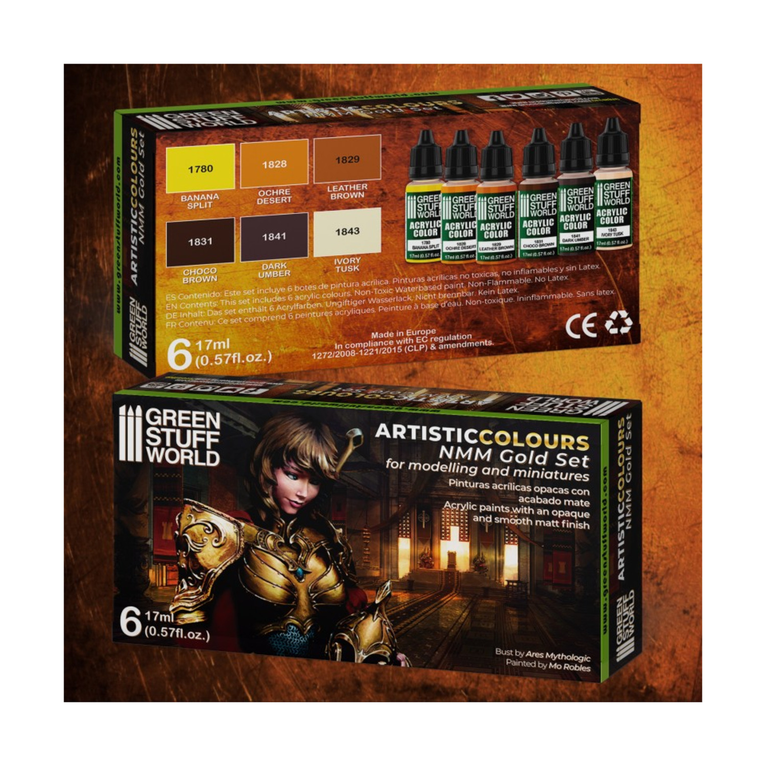 Green Stuff World Artistic Colours - NMM Gold Paint Set New