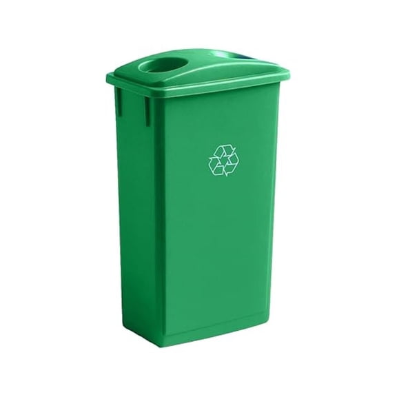 23 Gallon Slim Rectangular Garbage Can - with Bottle/Can Lid - Green