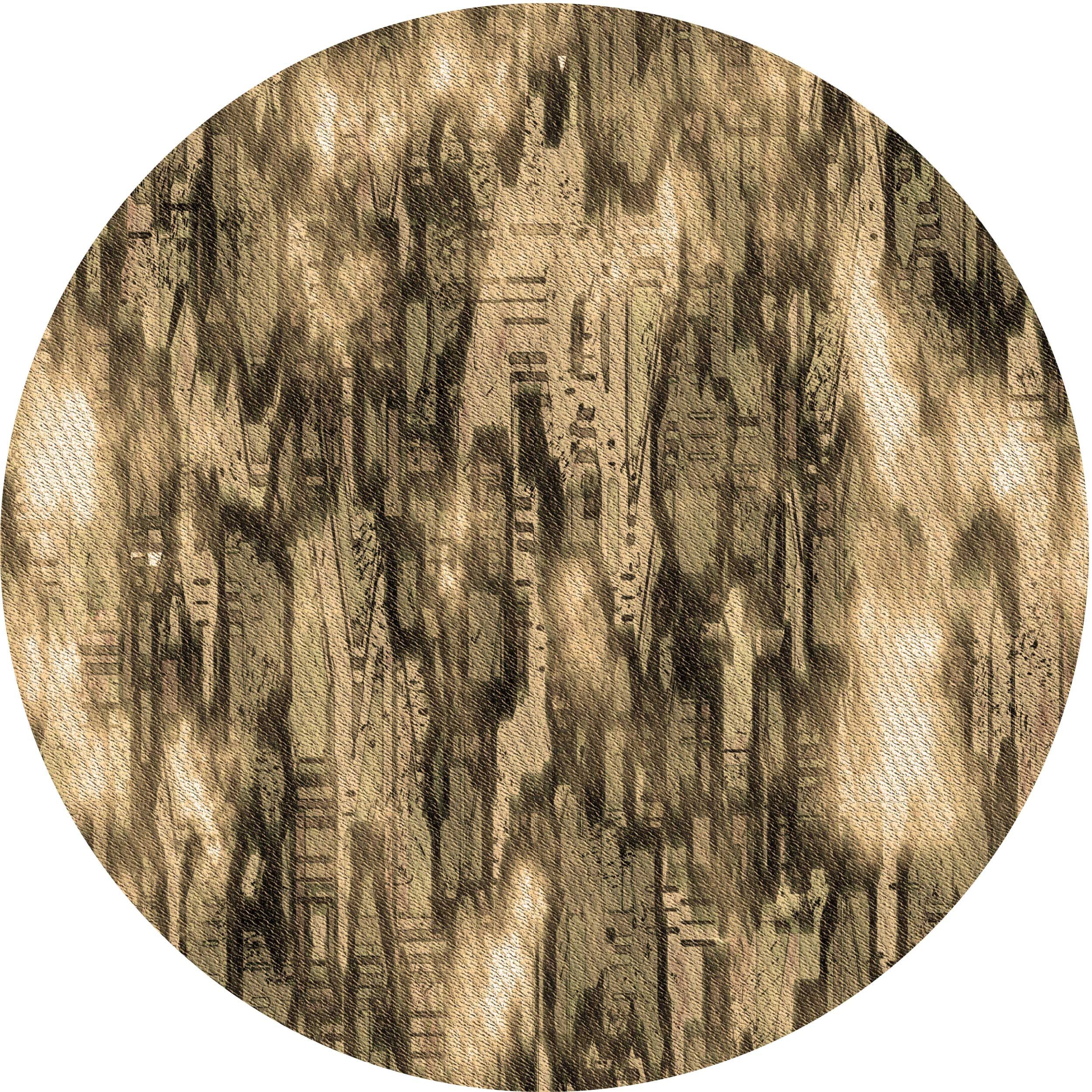 Ahgly Company Indoor Round Patterned Metallic Gold Area Rugs, 4' Round ...