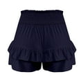 thumbnail image 6 of Women's Pleated Skirt High Waisted Tennis Skirts Layered Ruffle Hem Mini Skirt Flared Flowy Casual Swing Beach Mini Short Skirt Sports Skater Running Skorts withShorts Pockets, 6 of 6