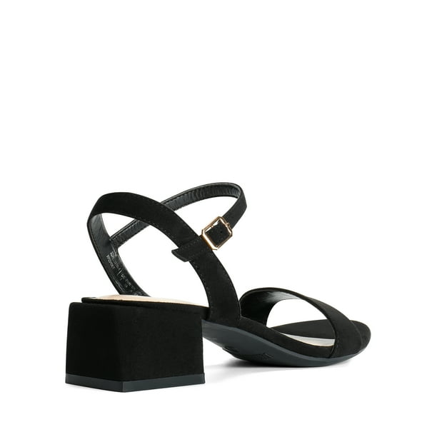 BURUDANI Women's Low Heels Classic Open Toe Block Chunky Heel