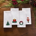 thumbnail image 2 of Elrene Home Fashions Holiday Embroidered Cotton Napkins, Set of 4, White, 17" x 17", 2 of 3