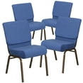 thumbnail image 3 of BizChair 4 Pack 21''W Stacking Church Chair in Blue Fabric - Gold Vein Frame, 3 of 15