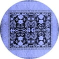 thumbnail image 1 of Ahgly Company Machine Washable Indoor Round Oriental Blue Industrial Area Rugs, 5' Round, 1 of 4