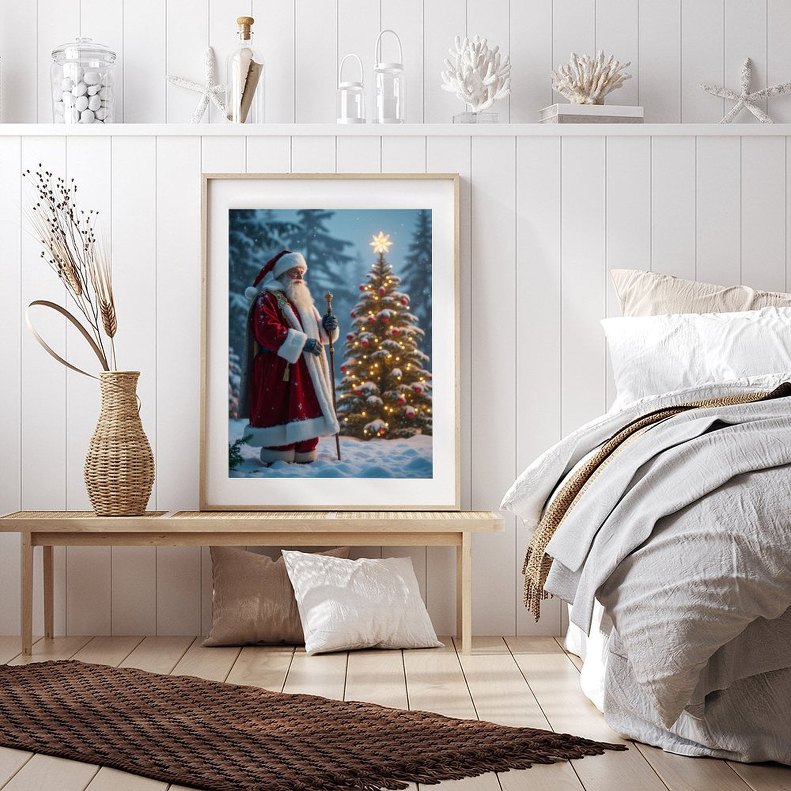 Diamond Art Kit for Adults, Santa Claus Christmas Tree Snowy Night Diamond Painting for Adults Beginners, DIY Diamond Art Painting Kits, 5D Diamond Painting Crafts for Home Decor 12x16 Frameless