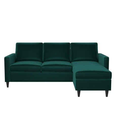DHP Cooper Modern Sectional Sofa, Green Velvet