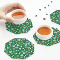 thumbnail image 7 of Pofeuu Flying Bees Print Leather Coasters Set of 6, Round Cups Mugs Mat Pad for Home Kitchen Heat Resistant Drink Coasters,Octagon, 7 of 7