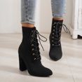 thumbnail image 3 of NECHOLOGY Botas Mujer Adulto Femenino Zapatos Botines para mujer Europa y los Unidos comercio exterior grueso con tacones cómodo transpirable vuelo tejido malla botas botines (Black, 10), 3 of 7