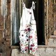 thumbnail image 3 of QATAINLAV Combinaison pour Femmes Décontractée en Lin à Jambes Larges Salopettes à Imprimé Floral Combishorts avec Poches 2025 Été Ample Sans Manches Combinaisons Bretelles Ajustables Combinaison, Rose, TG, 3 of 6