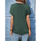 thumbnail image 4 of Tops Henley de Corta para Mujer, Cuello en V, Elegantes, Informales, de Corte Holgado, Verde S, 4 of 6